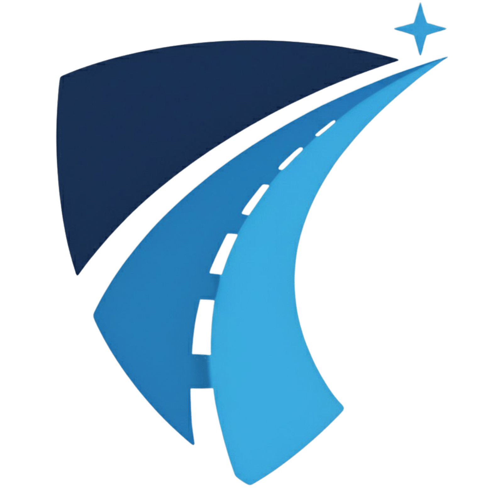 Two curve lanes roads with safety barriers placed in the middle to improve road safety